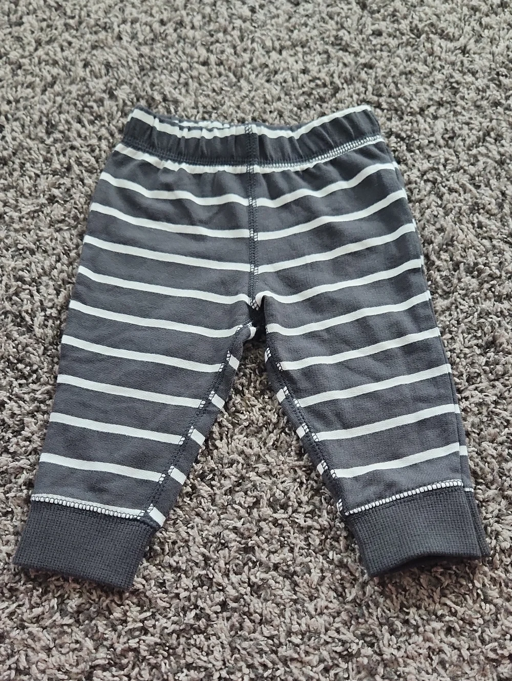 Carter's Gray & White Striped Baby Jogger Pants